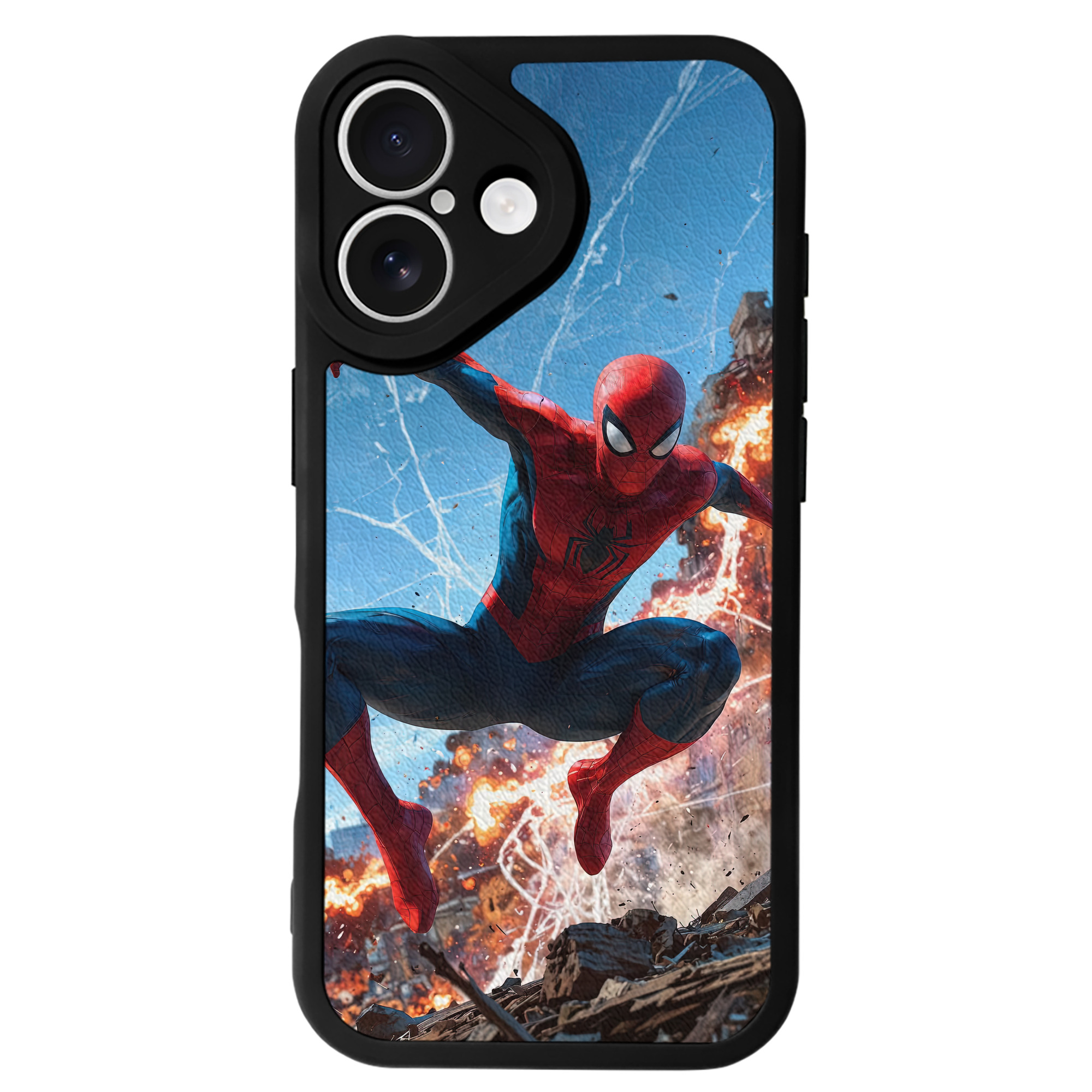 Spider Man スパイダーマン 【iPhone 16シリーズ対応】シリコンスマホケース（レザー調） 材質：シリコン